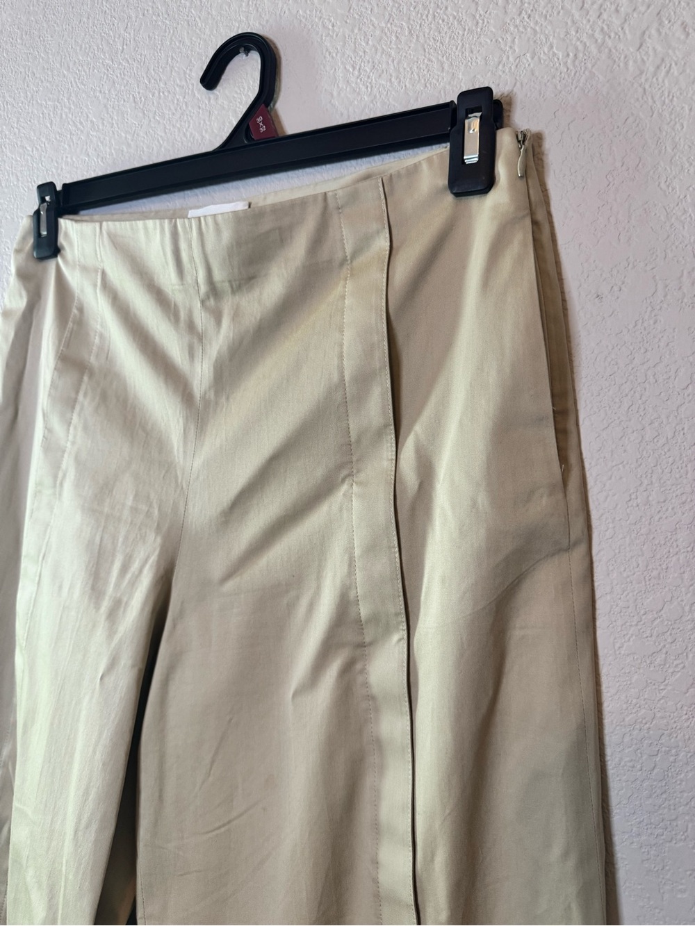 St. John Wide Leg Cotton Blend Khaki Pants Trousers Size 8 - Picture 3 of 13